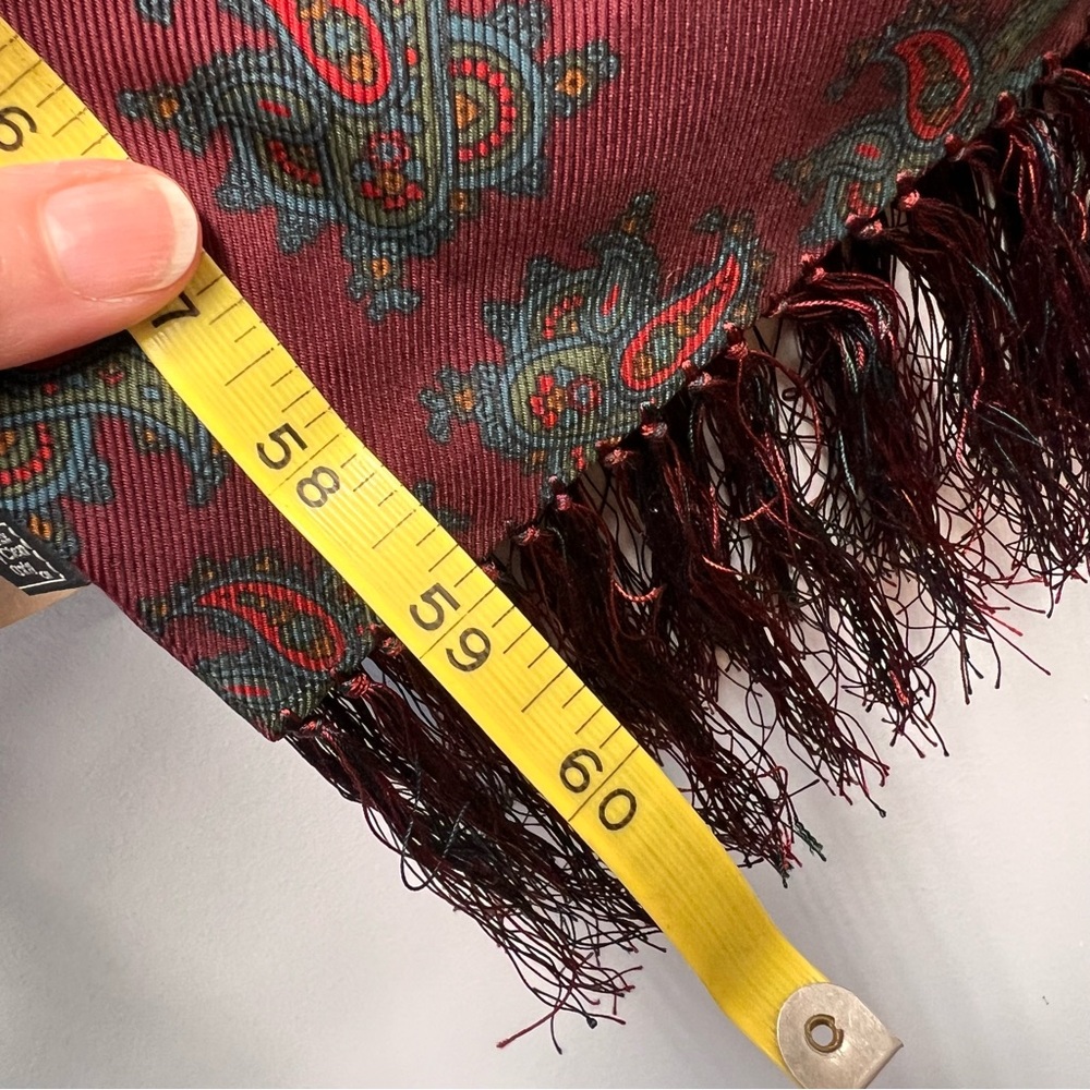 Kilgour French & Stanbury Paisley Pure Silk mens scarf cravat with fringe - Picture 7 of 10